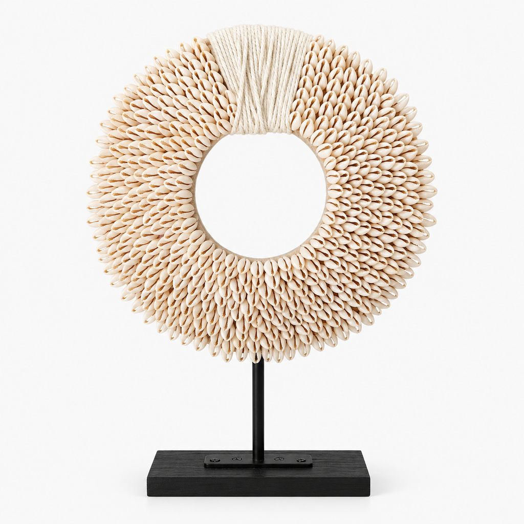 Nordic Cowrie Shell Decorative Sculpture on Stand