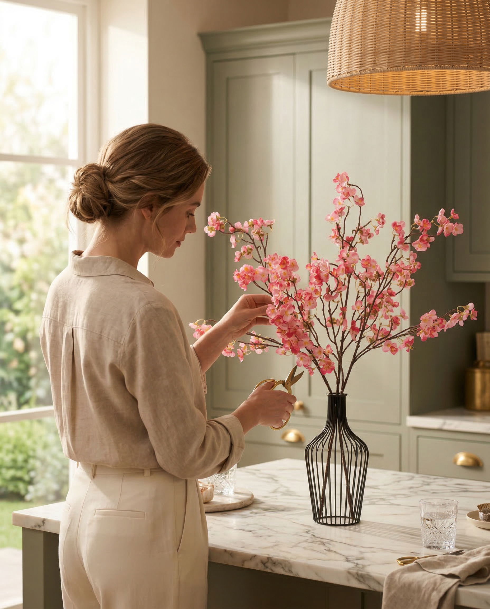 Faux Blossom Branch - FUCHSIA PINK (3 STEMS)