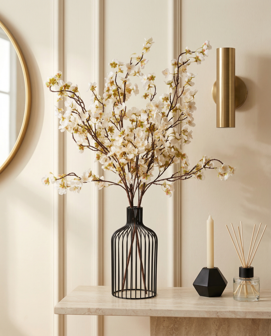 Faux Blossom Branch - WHITE (3 STEMS)