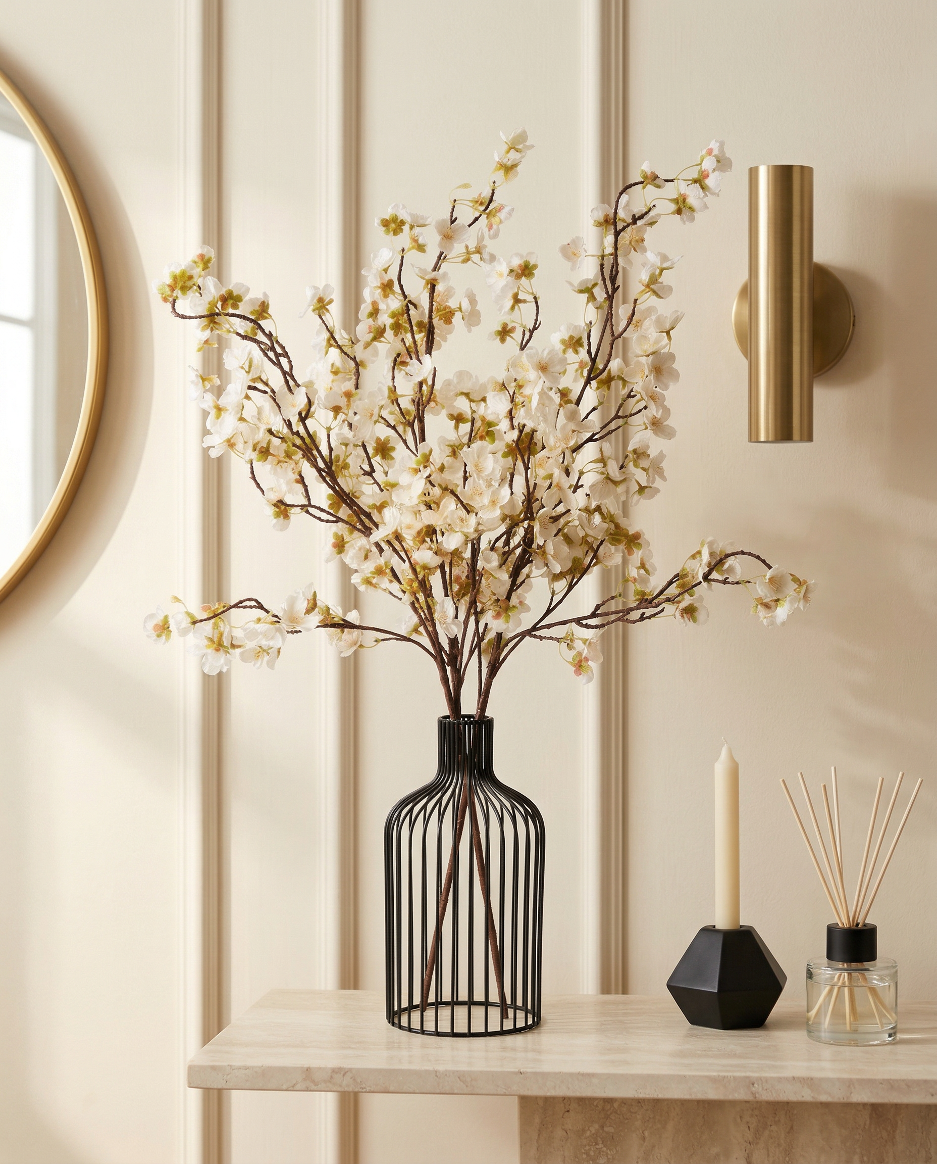 Faux Blossom Branch - WHITE (3 STEMS)